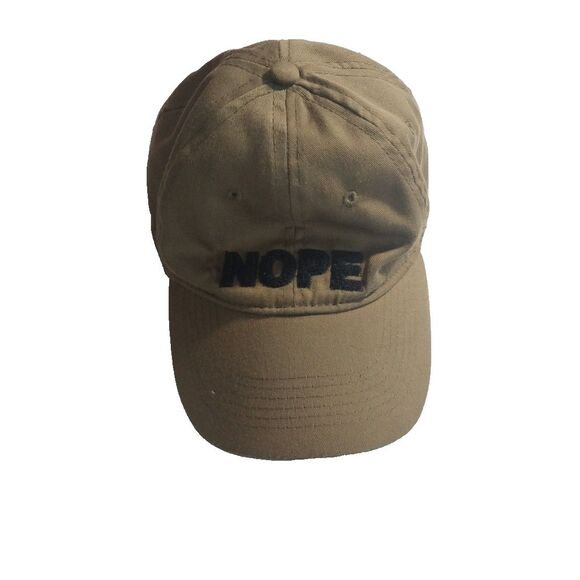 NOPE Baseball Hat Cap Adjustable Olive Green Black Strapback Funny Sarcasm - Picture 1 of 6